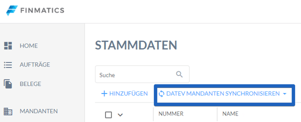 Finmatics Stammdatensynchronisation mit DATEV