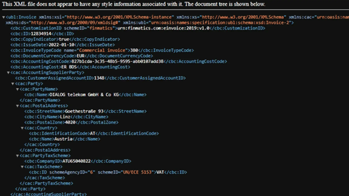 E-Rechnung im XML Format